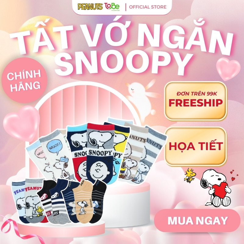 vớ ngắn snoopy in hình sắc nét
