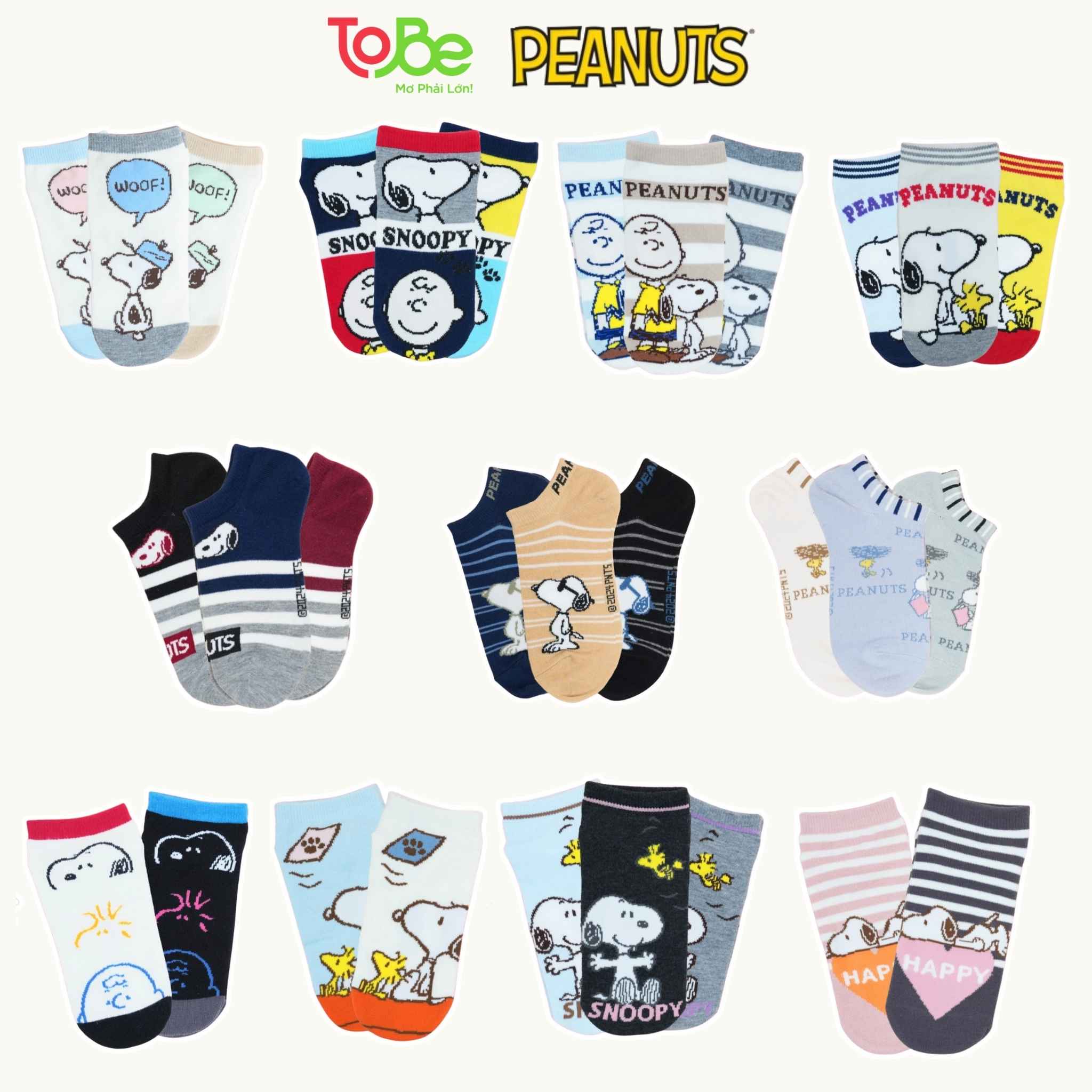 Tất Vớ Cổ Ngắn Snoopy Peanuts Size 23-25cm