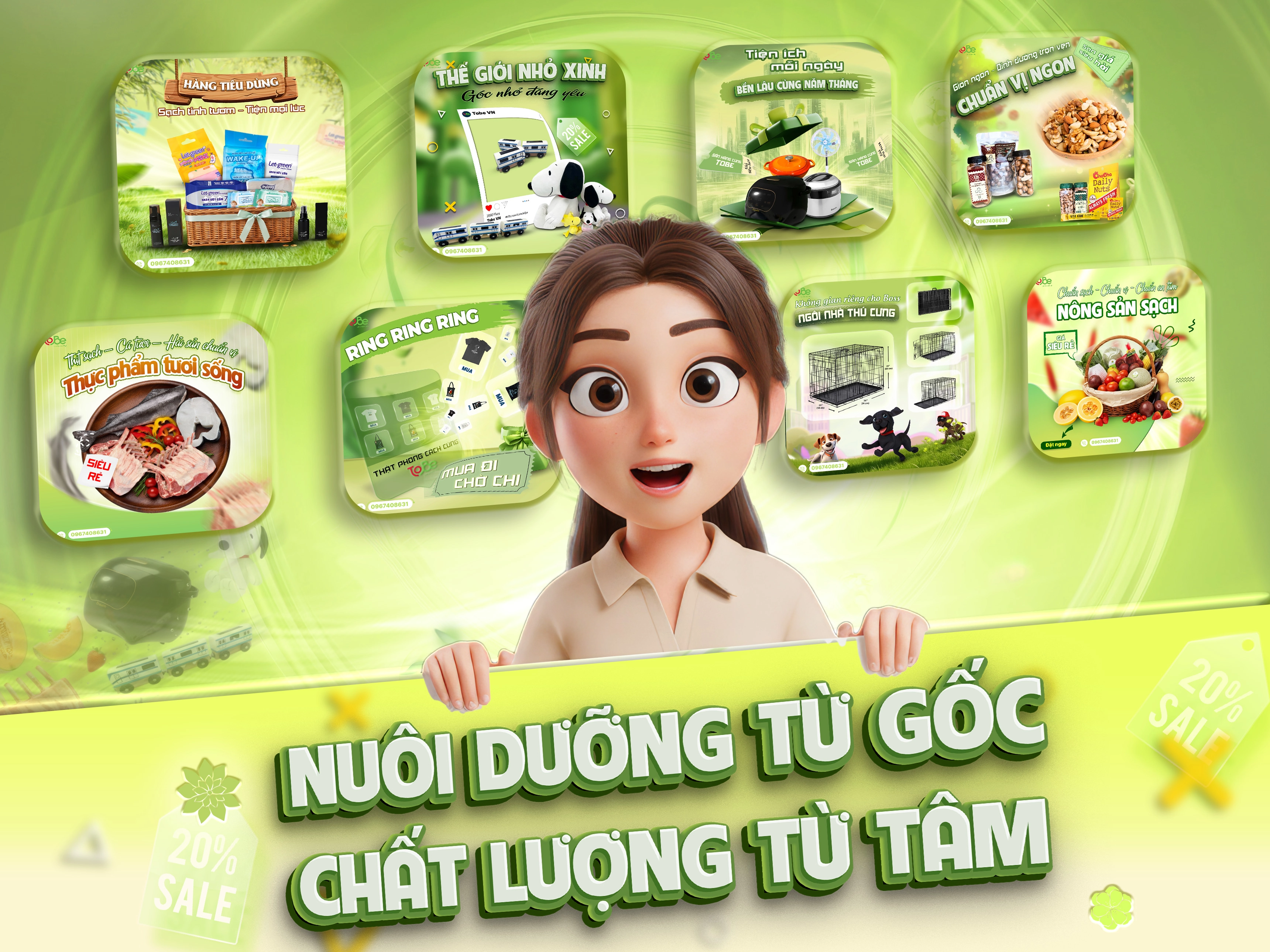 nông sản sạch, thực phẩm chất lượng, đồ gia dụng cao cấp