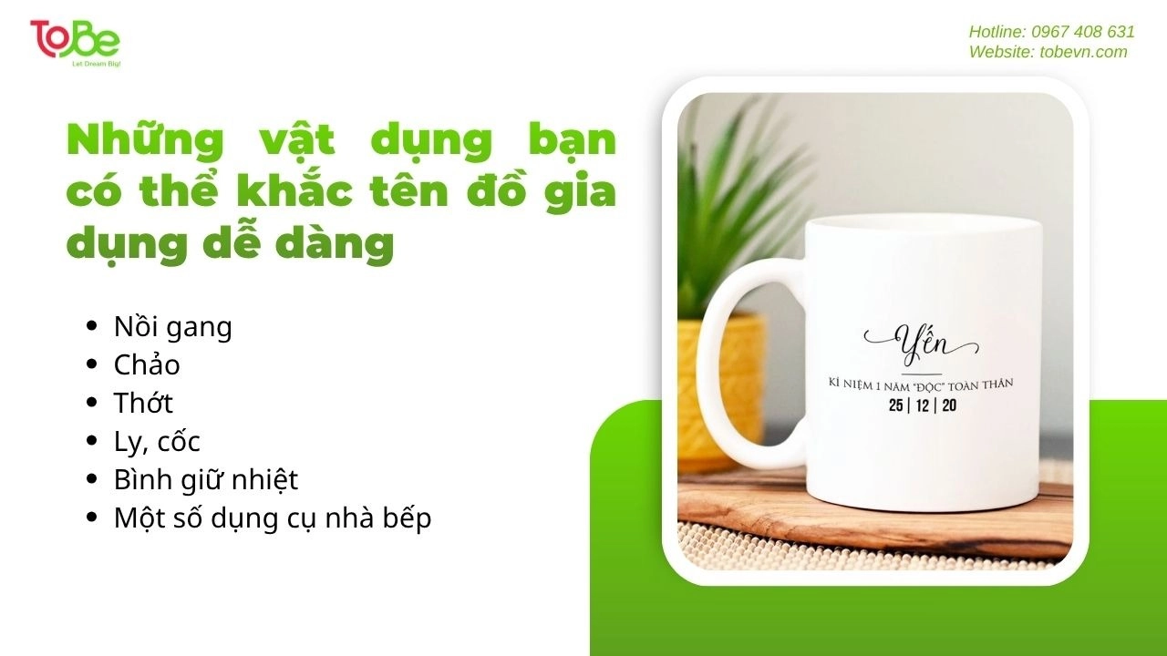Một số đồ gia dụng bạn có thể khắc tên dễ dàng