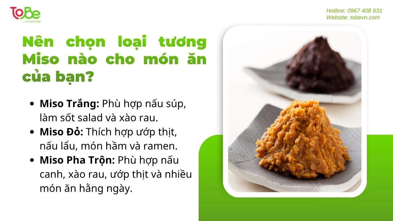 Mỗi loại tương miso phù hợp với các món ăn khác nhau