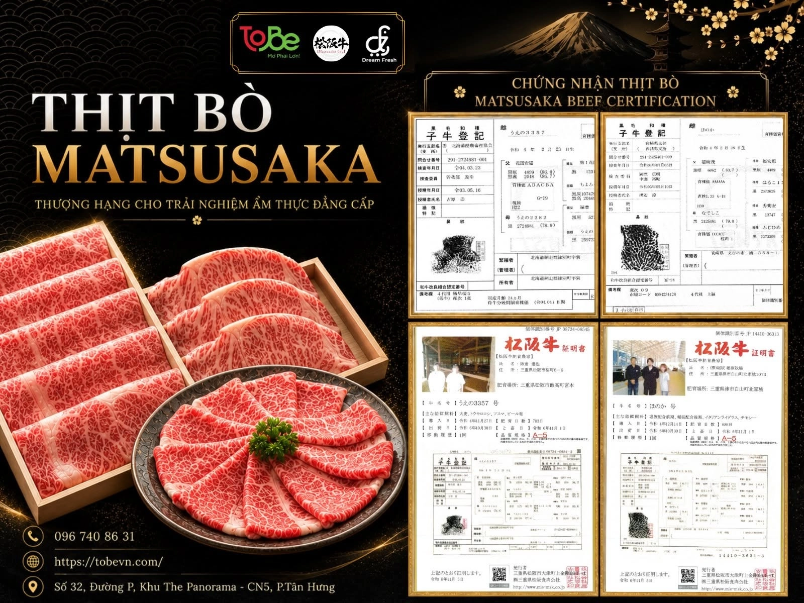 Thịt bò Matsusaka có chứng nhận và nguồn gốc rõ ràng