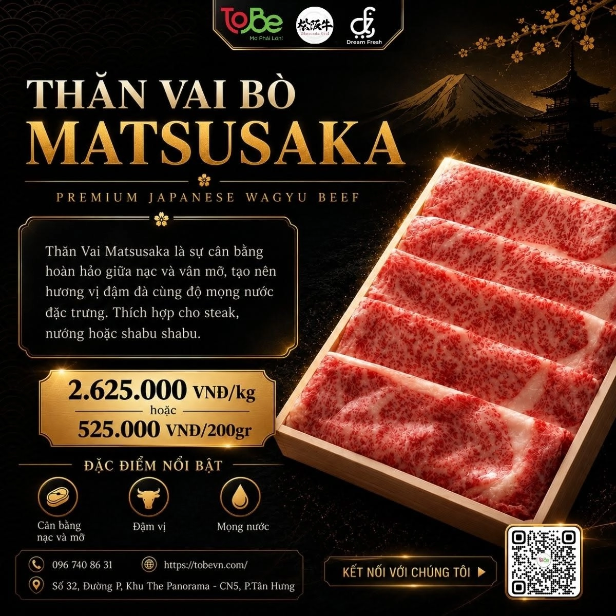 Thăn vai bò Matsusaka tại ToBe Mart
