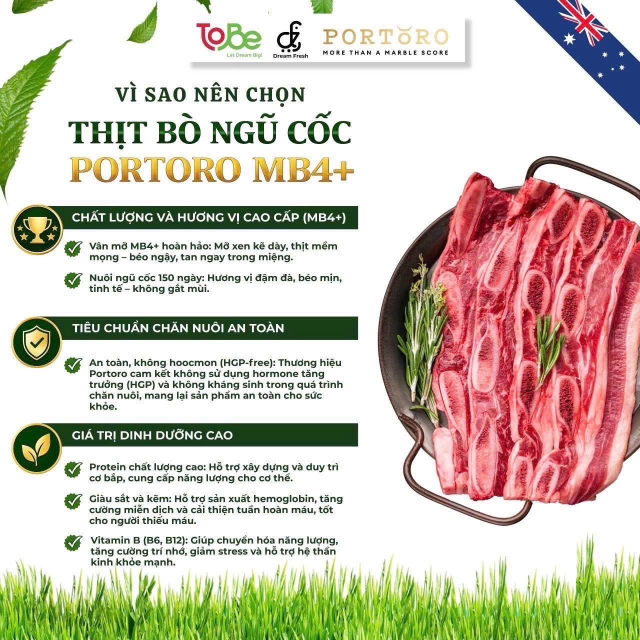 Sườn bò Úc Portoro MB4+ mang đến chất lượng và giá trịnh dinh dưỡng cao