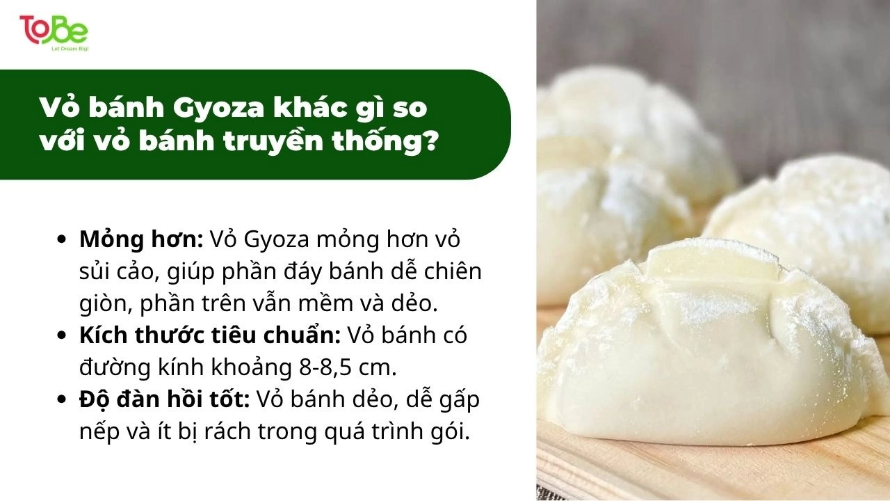 Vỏ bánh Gyoza có lớp vỏ bọc bằng bột mì hình tròn màu trắng ngà