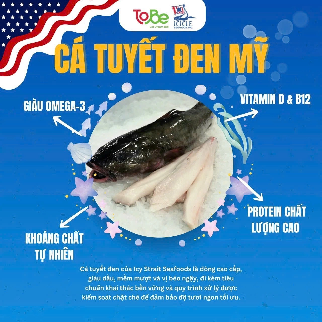 Cá tuyết đen Alaska Mỹ tại ToBe Mart