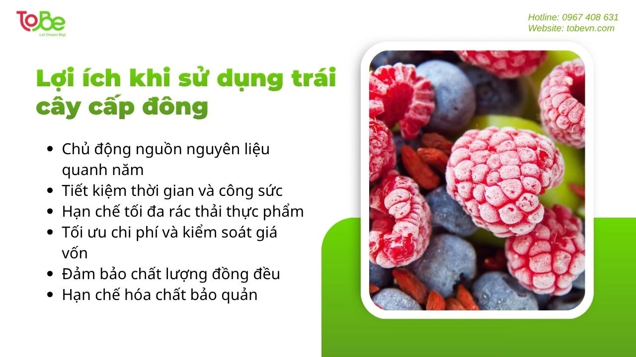 Trái cây cấp đông mang đến nhiều lợi ích và sự tiện lợi cho người dùng