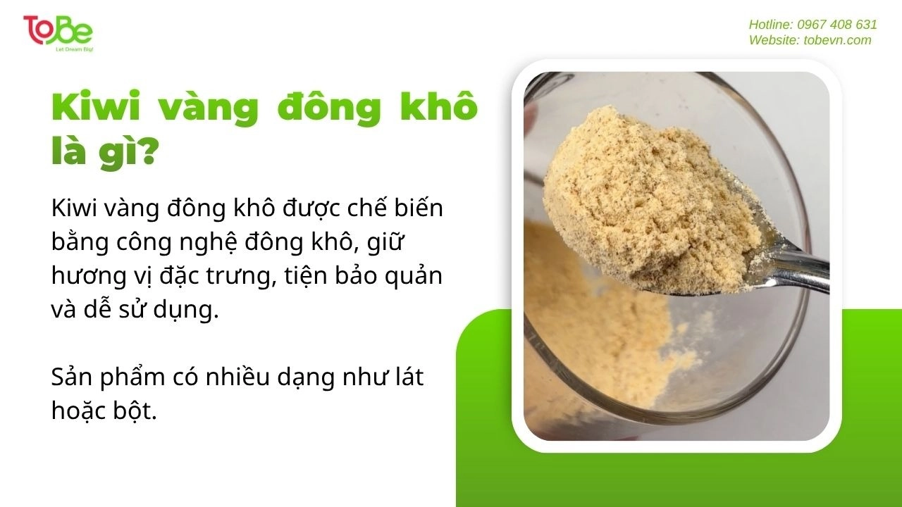 Kiwi vàng đông khô giữ hương vị tự nhiên, dễ bảo quản và thuận tiện pha chế