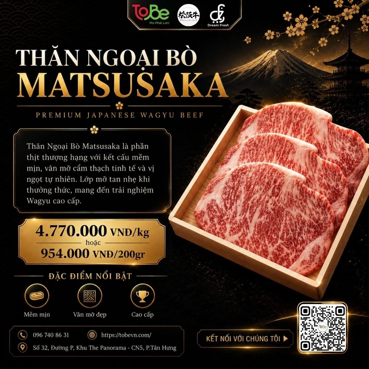 Thăn ngoại bò Matsusaka tại ToBe Mart