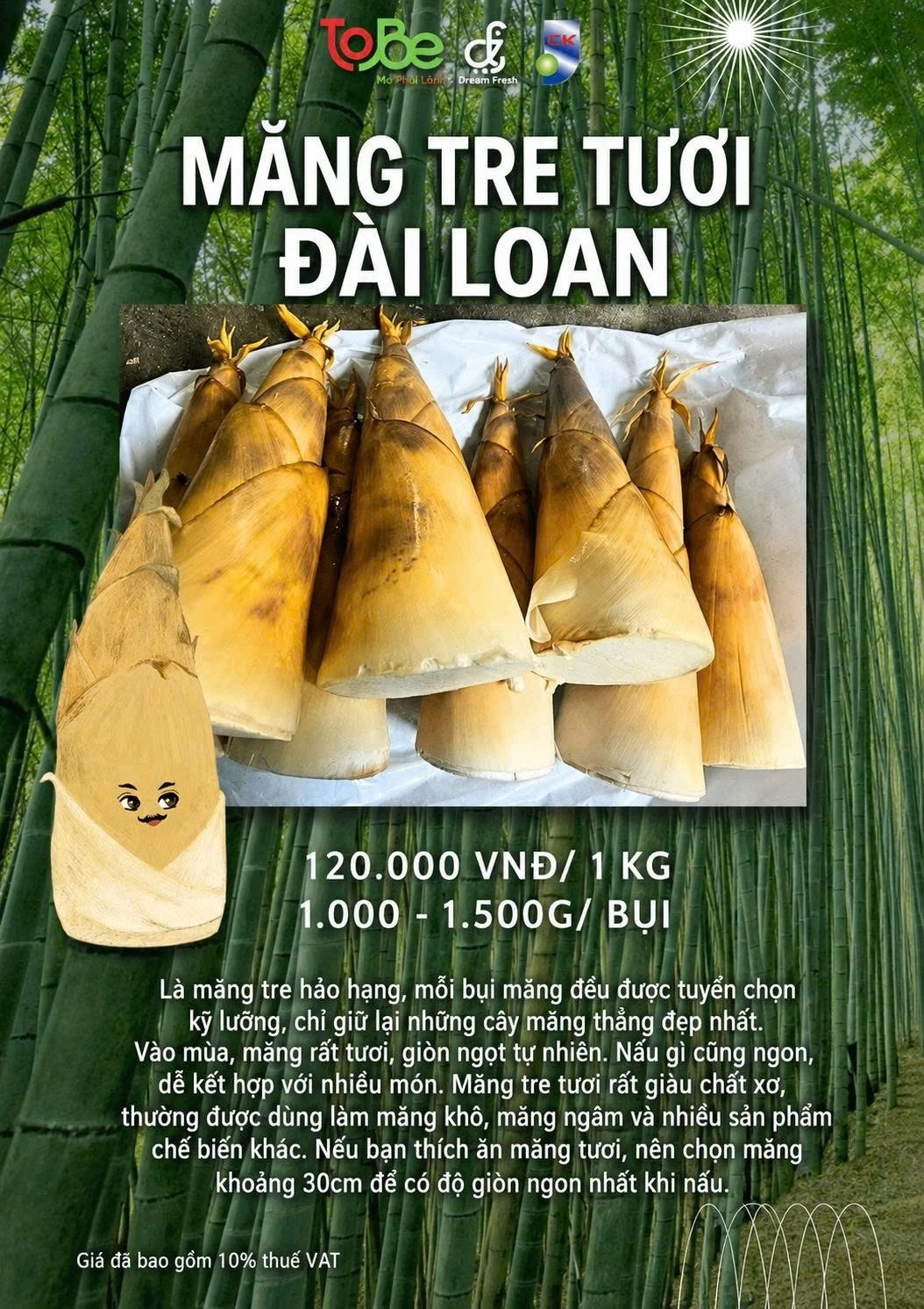 Măng tre tươi Đài Loan dễ dàng chế biến món ăn khác nhau