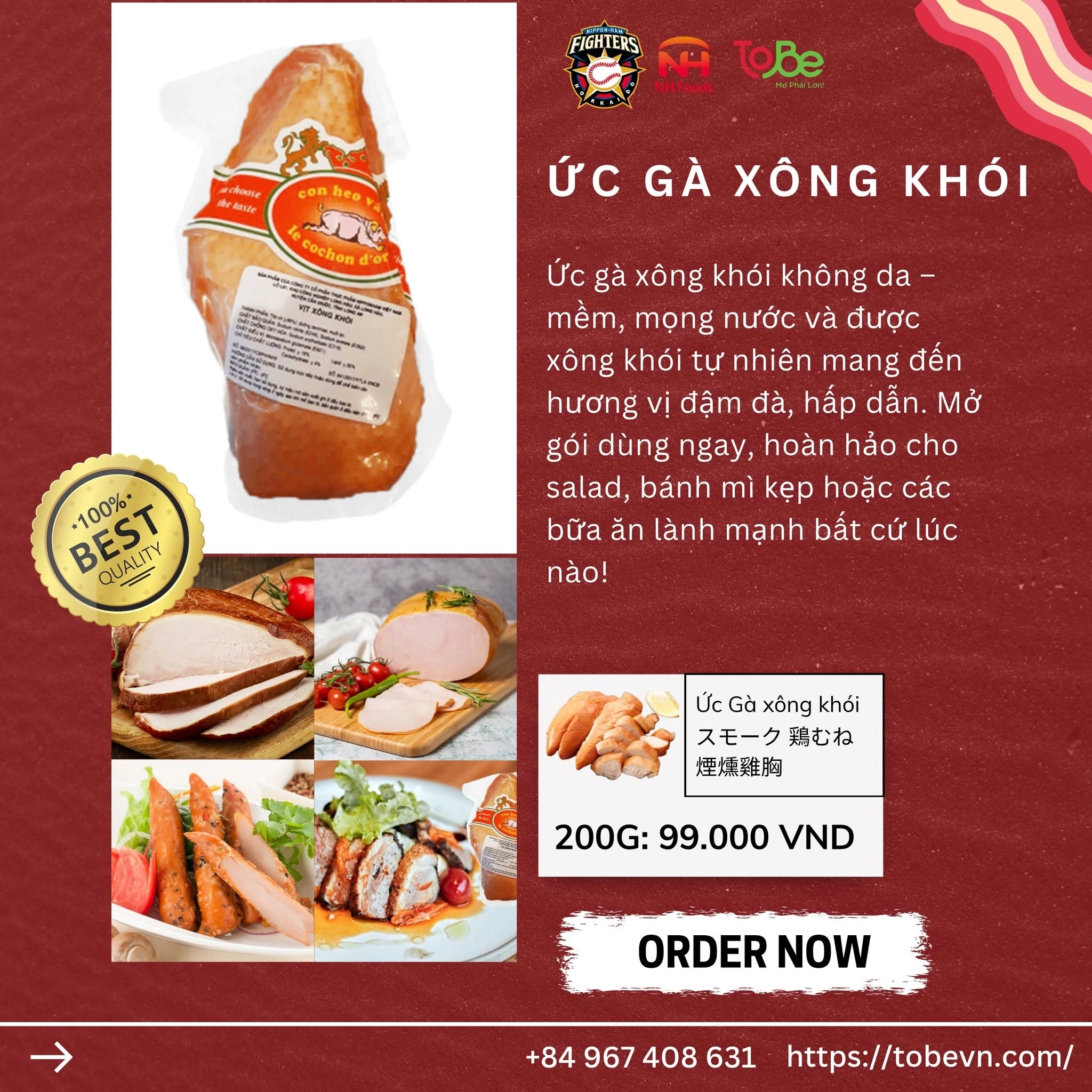 Ức gà xông khói Nippon Ham phân phối tại ToBe Mart