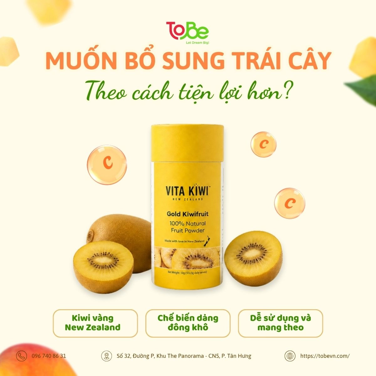 Vita Kiwi dễ dàng sử dụng và tiện lợi mang theo